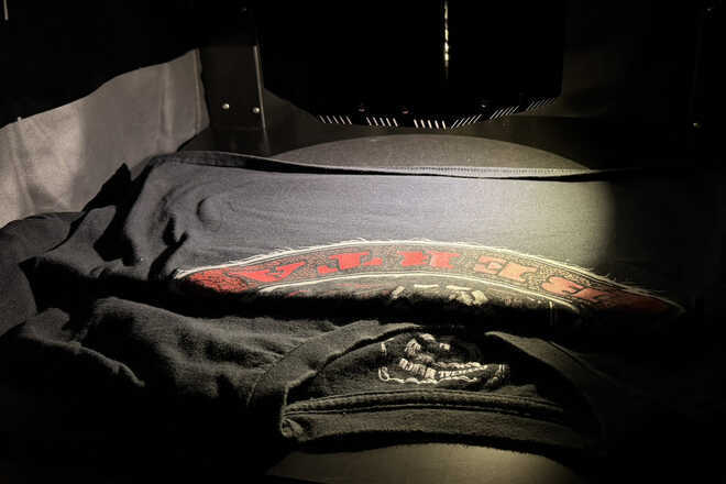 A blood-stained T-shirt image